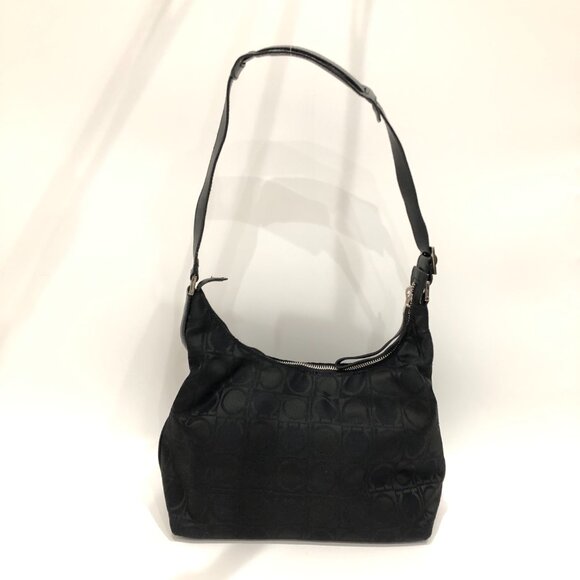 【10MK】Ferragamo Gancini Black Shoulder Bag sku# 85565 (gently used) - Picture 2 of 11